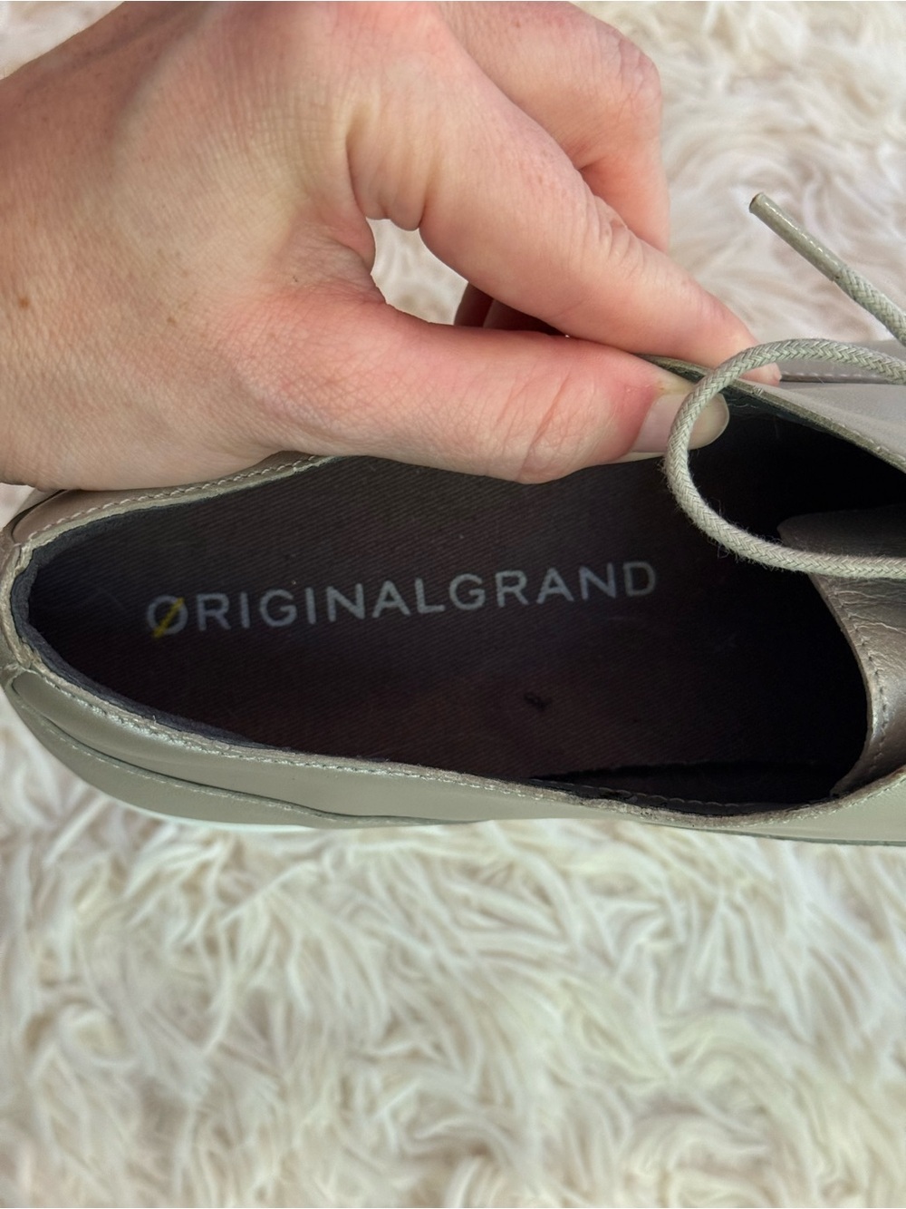 Cole Haan OriginalGrand Silver Oxford Shoes Womens Size 11B Leather Lace Up - Picture 5 of 6